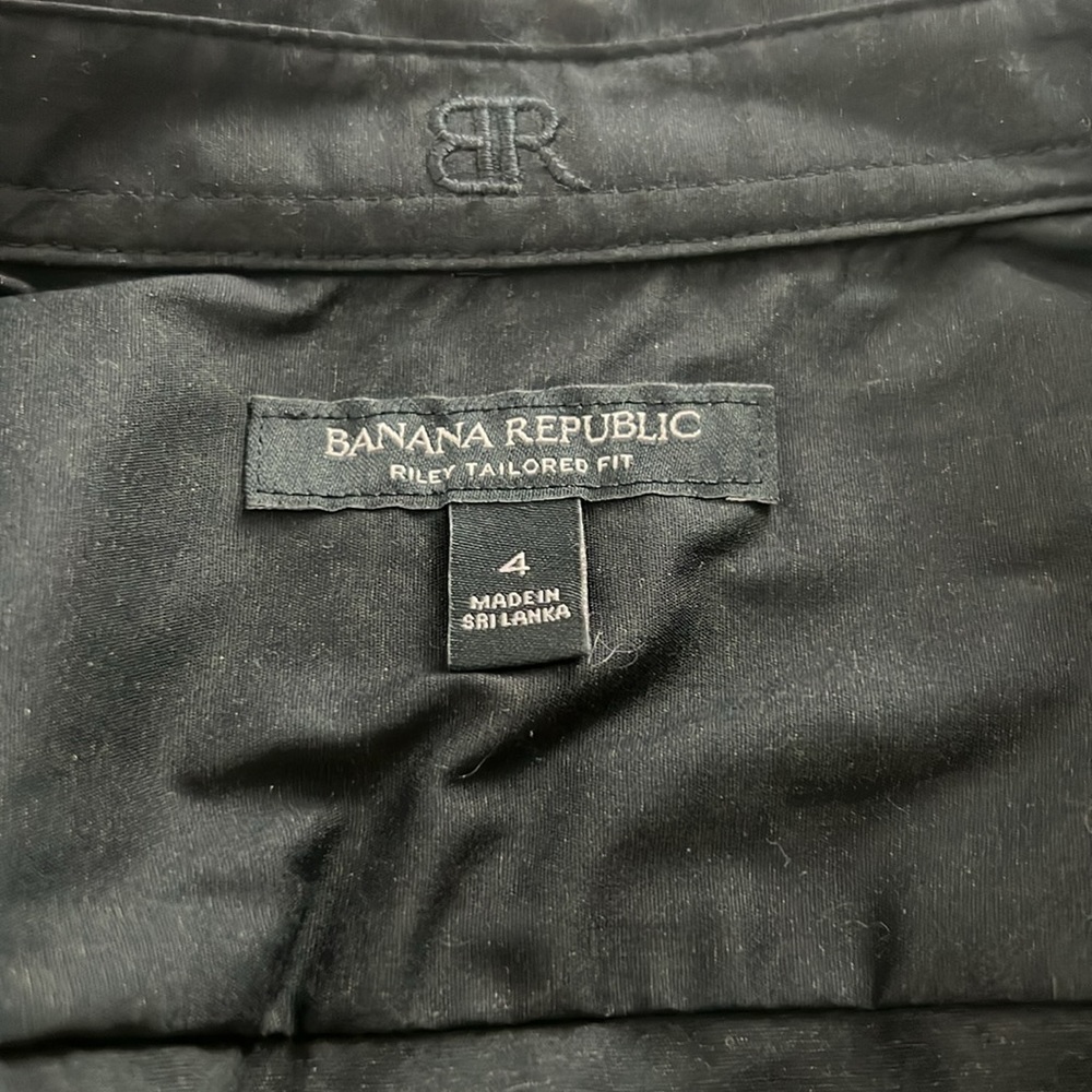 Banana Republic Riley tailored fit button down black long sleeve fitted | sz 4 - Picture 3 of 10